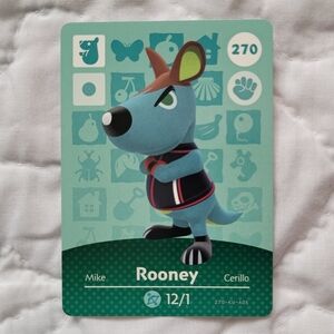 10/$20 ❄️ #270 Rooney Animal Crossing Amiibo Card